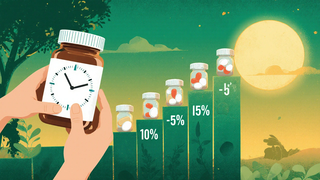 A person descending a staircase of tapering pills toward a sunset, symbolizing safe antidepressant discontinuation.
