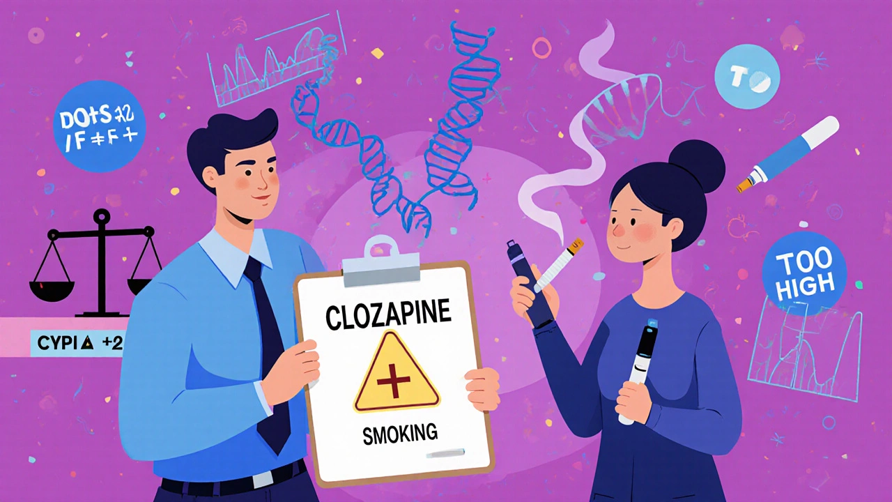 Psychiatrist alerts patient about smoking&#039;s effect on clozapine and genetics