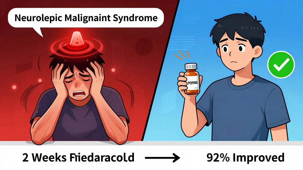 Split image showing a medical emergency on one side and calm recovery with medication on the other.