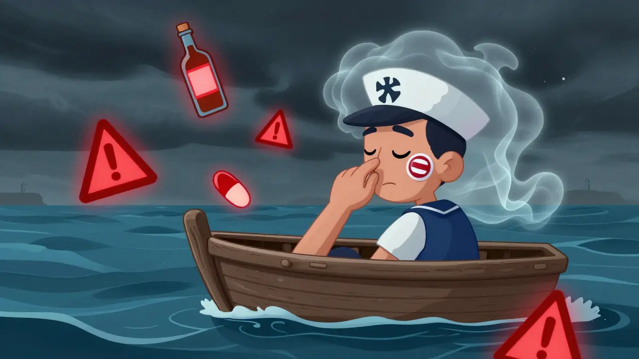 Motion Sickness Medications: Scopolamine and Sedative Interactions